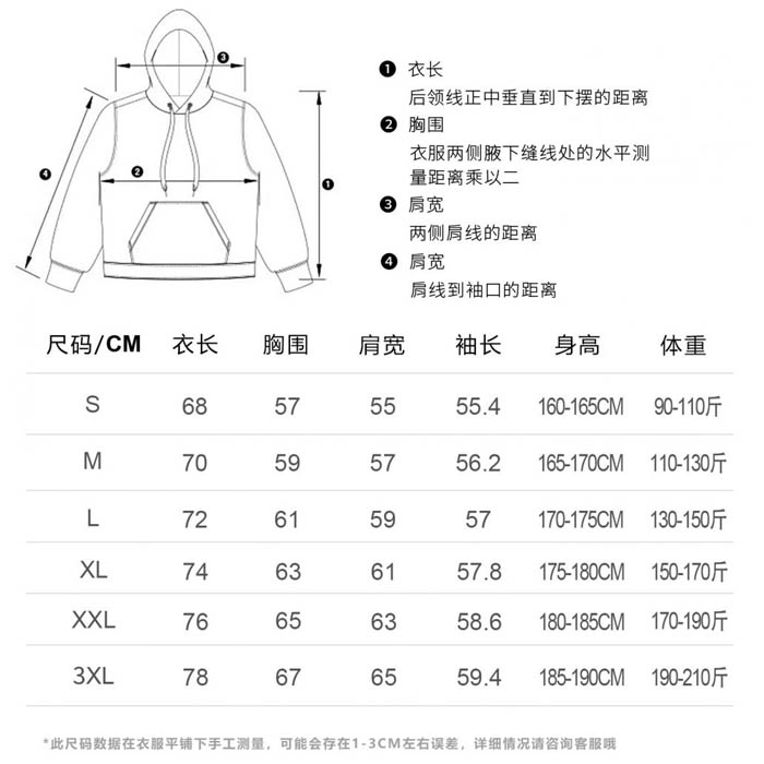 服装尺码表