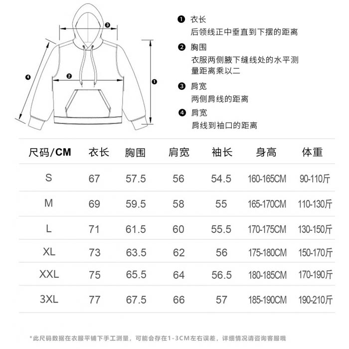 服装尺码表