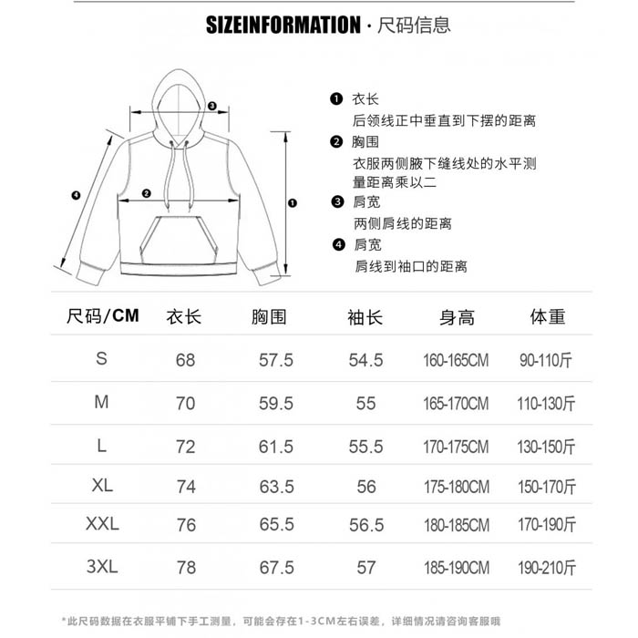 服装尺码表