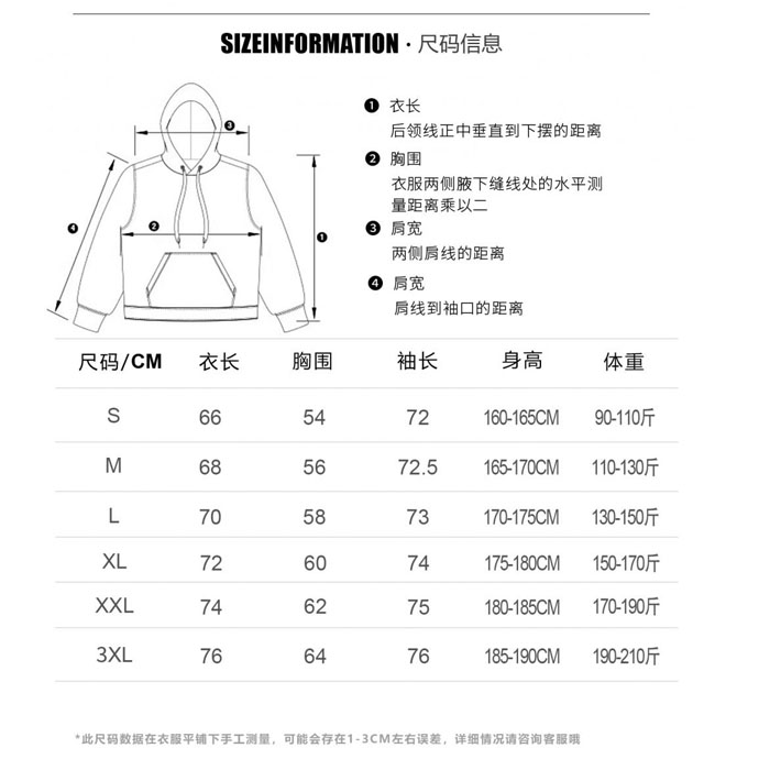 服装尺码表